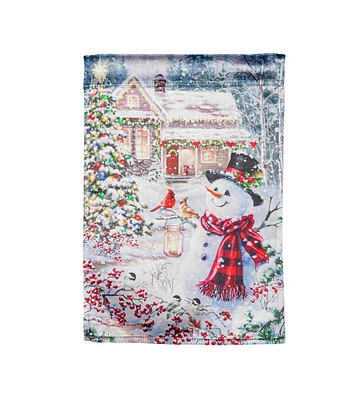 Cottage in the Snow Garden Lustre Flag