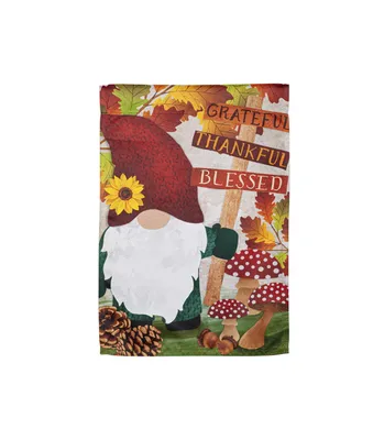 Grateful Fall Gnome Garden Suede Flag