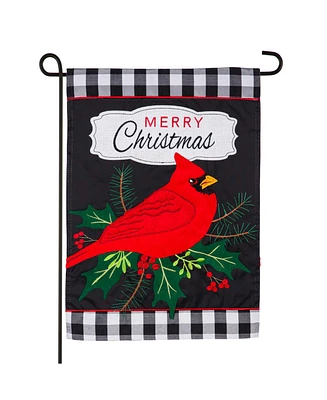 Evergreen Merry Christmas Cardinal Garden Applique Flag