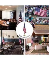 2 Pack 8 Ft Sectional Indoor Flag Pole Kit with Embroidered Stars& Base Ball Aluminum 3x5 Ft Us Flag