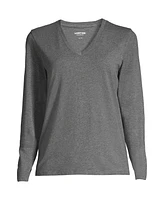 Lands' End Women's Plus Relaxed Supima Cotton Long Sleeve V-Neck T-Shirt
