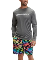 Speedo Men's Long Sleeve Crewneck Performance Graphic Swim Shirt
