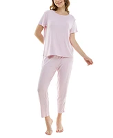 Roudelain Women's 2-Pc. Cropped Pointelle Pajamas Set