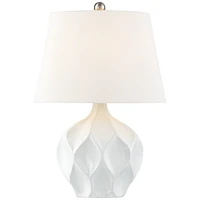Dobbs Mid Century Modern Accent Table Lamp 22 1/2" High White Glaze Geometric Ceramic Tapered Oval Shade for Bedroom Living Room House Home Bedside Ni