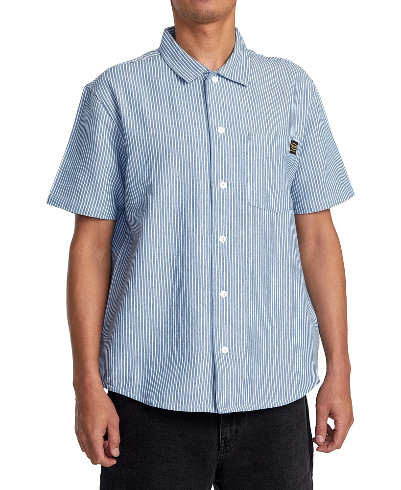 Rvca Men's Dayshift Stripe Ii Short Sleeve Shirt