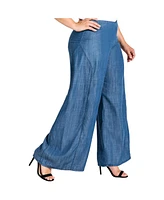 Women's Plus Wide Leg Denim Tencel Palazzo Pants