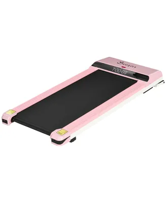 Soozier Walking Pad Treadmill Under Desk, Rolling Portable Treadmill, Pink