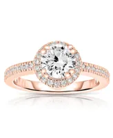 Sterling Silver 18K Rose Gold Plated Round-cut Cubic Zirconia Ring