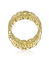 Chic 14K Gold Plated with Round Cubic Zirconia Geometric Stacking Ring