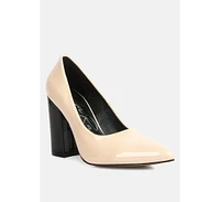 Kamira Patent Faux Leather Block Heel Pumps