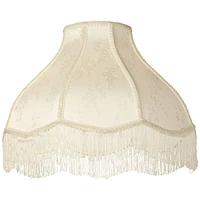 Set of 2 Hardback Scallop Dome Lamp Shades Cream Floral Bouquet Large 6" Top x 17" Bottom x 11" High Spider with Replacement Harp and Finial Fitting
