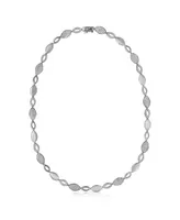 Sterling Silver White Gold Plated Cubic Zirconia Micro Pave Oval Shape Necklace