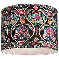 Multi-Color Embroidered Medium Drum Lamp Shade 15" Top x 15" Bottom x 11" High (Spider) Replacement with Harp and Finial - Springcrest