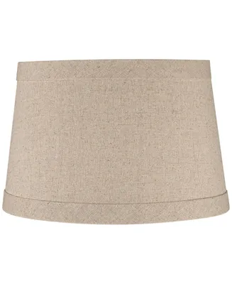 Natural Linen Small Drum Lamp Shade 10" Top x 12" Bottom x 8" High (Spider) Replacement with Harp and Finial - Spring crest