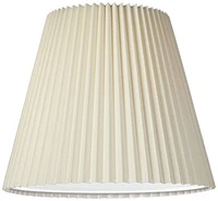 Set of 2 Pleated Empire Lamp Shades Ivory Large 10" Top x 17" Bottom x 14.75" High Spider with Replacement Harp and Finial Fitting - Spring crest