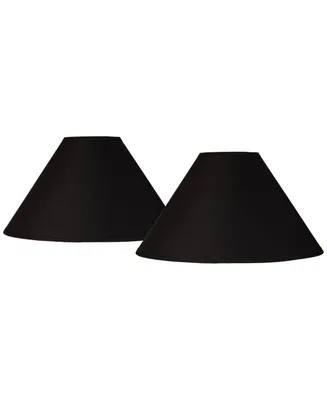 Set of 2 Empire Chimney Lamp Shades Black Large 6" Top x 19" Bottom x 12" Slant Spider with Replacement Harp and Finial Fitting - Springcrest