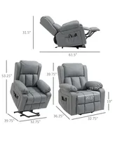 Homcom Power Lift Chair with Vibration Massage and Remote Control, Grey