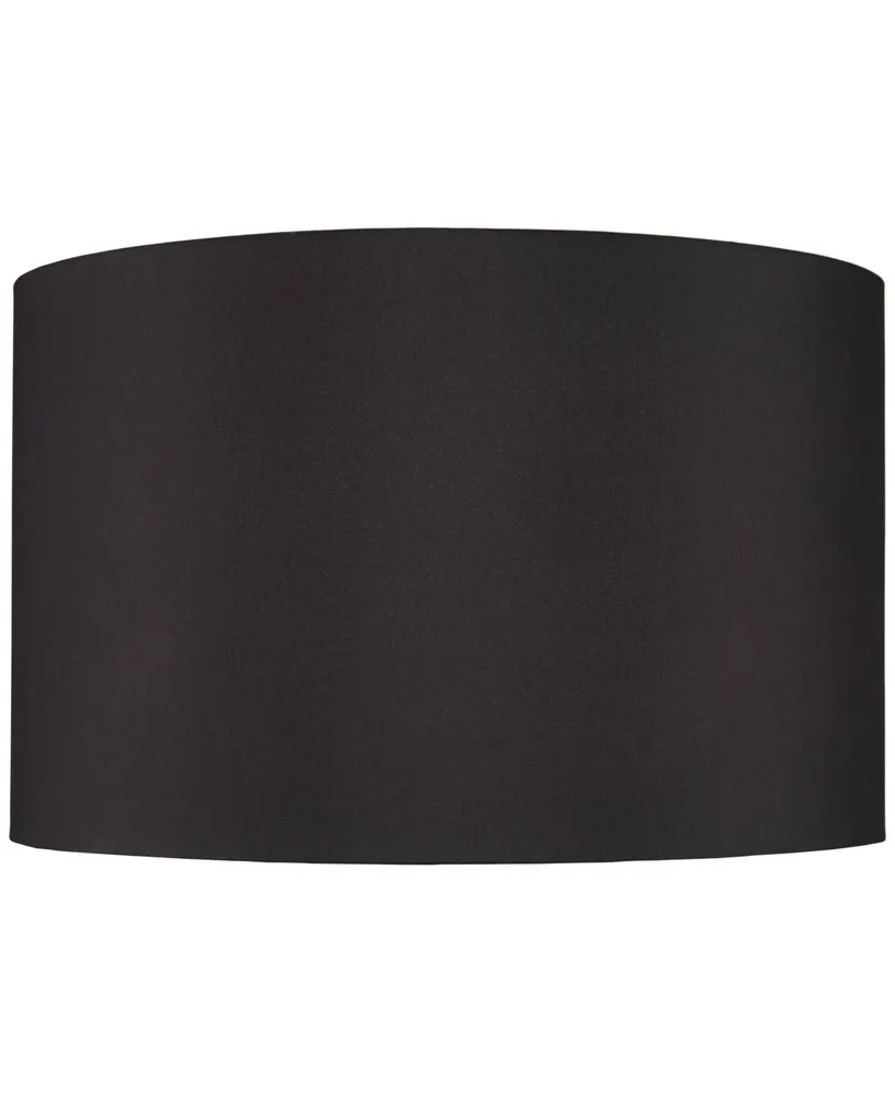 Black Faux Silk Large Drum Lamp Shade 19" Top x 19" Bottom x 12" Slant x 12" High (Spider) Replacement with Harp and Finial - Spring crest