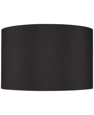 Black Faux Silk Large Drum Lamp Shade 19" Top x 19" Bottom x 12" Slant x 12" High (Spider) Replacement with Harp and Finial - Spring crest