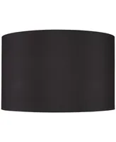 Black Faux Silk Large Drum Lamp Shade 19" Top x 19" Bottom x 12" Slant x 12" High (Spider) Replacement with Harp and Finial - Spring crest
