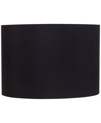 Black Medium Hardback Drum Lamp Shade 16" Top x 16" Bottom x 11" High (Spider) Replacement with Harp and Finial - Springcrest