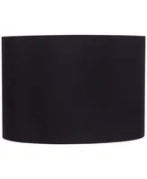 Black Medium Hardback Drum Lamp Shade 16" Top x 16" Bottom x 11" High (Spider) Replacement with Harp and Finial - Springcrest