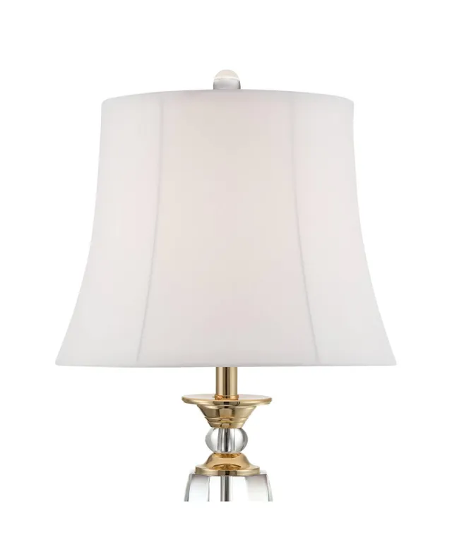 Vienna Full Spectrum Traditional Table Lamp 31 Tall Brass Gold Faceted  Clear Crystal White Flared Bell Fabric Shade for Bedroom Living Room  Nightstand Bedside Office House Home Family Entryway 