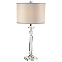Aline 26 1/2" Tall Traditional Table Lamp Clear Crystal Single Gray Shade Living Room Bedroom Bedside Nightstand House Office Home Reading Kitchen Ent