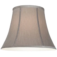 Pewter Gray Medium Bell Lamp Shade 8" Top x 14" Bottom x 11" Slant x 10.5" High (Spider) Replacement with Harp and Finial - Spring crest