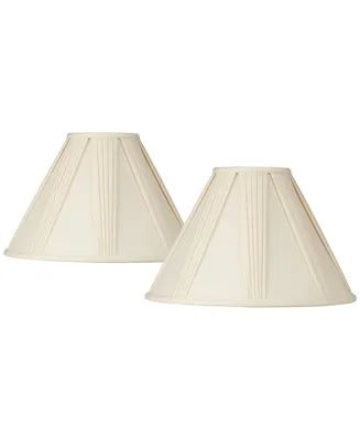 Set of 2 Empire Lamp Shades Ivory French Drape White Large 6" Top x 17" Bottom x 12" High Spider with Replacement Harp and Finial Fitting