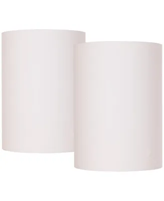 Set of 2 Tall Drum Lamp Shades White Small 8" Top x 8" Bottom x 11" High Spider with Replacement Harp and Finial Fitting - Spring crest