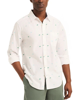 Nautica Men's Classic-Fit Colorful Palm Tree Print Oxford Long Sleeve Shirt