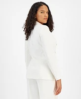 Bar Iii Women's Textured Crepe One-Button Blazer