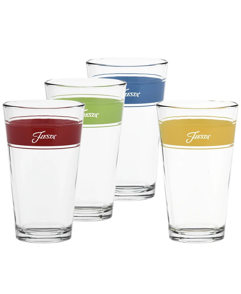 Fiesta Bright Frame 16 Ounce Tapered Cooler Glass, Set of 4