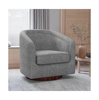 Wyn Upholstered Club Style Barrel Chair With Sloped Armrests And 360 Degree Swivel Base A Vinyl Wrap