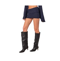 Women's Gino fold over knit mini skirt