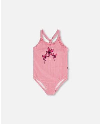 Girl One Piece Swimsuit Pink Stripes - Toddler Child