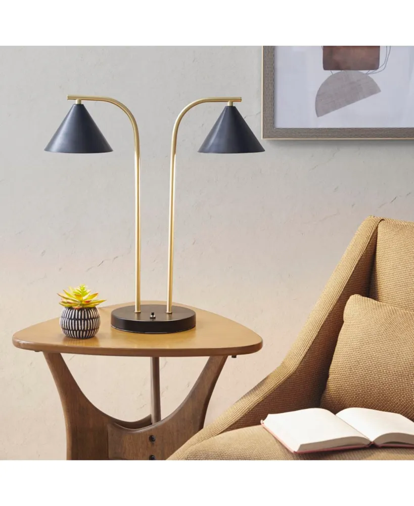 Simplie Fun Bower 2-Light Metal Table Lamp With Chimney Shades