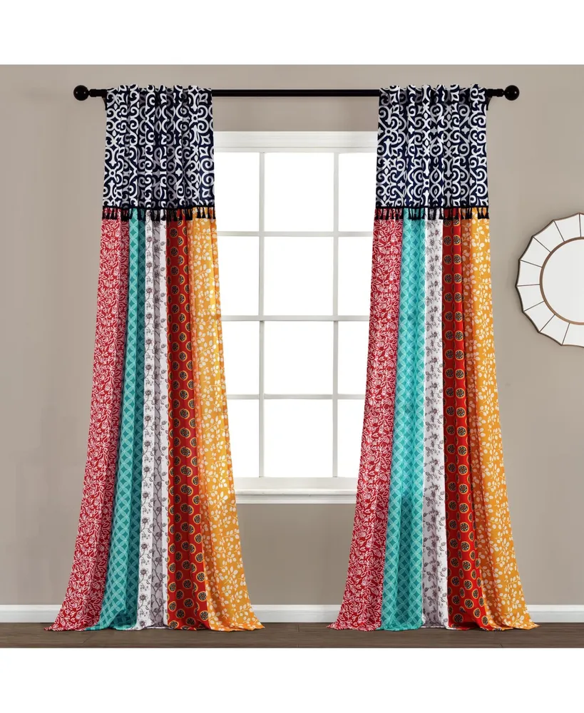 Boho Patch Window Curtain Panels