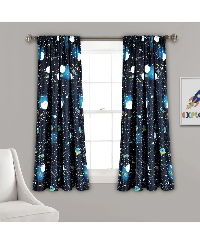 Universe Light Filtering Window Curtain Panels Navy 52X63 Set