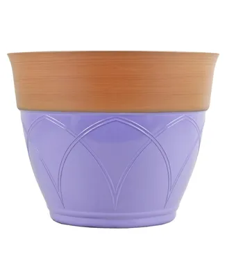 Garden Elements Colored Rim Large Plastic Planter, 15 Inches