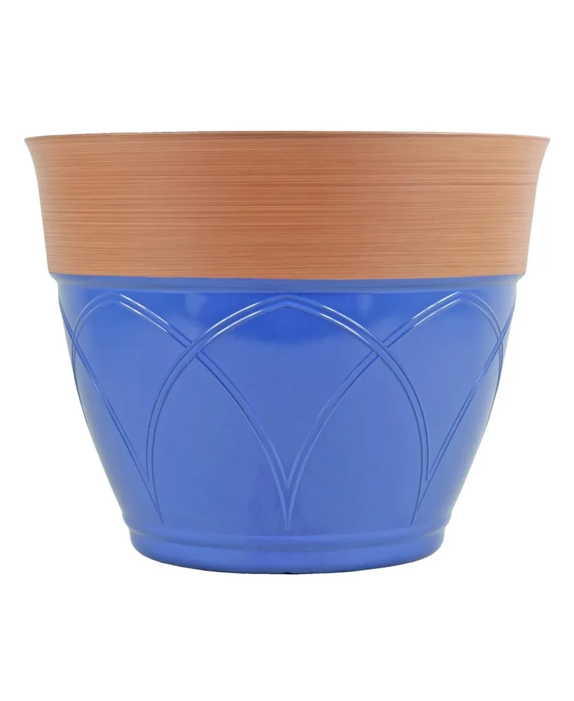 Garden Elements Colored Rim Large Plastic Planter, 15 Inches