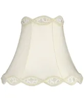 Cream Scalloped Gallery Medium Bell Lamp Shade 7" Top x 14" Bottom x 12.5" High (Spider) Replacement with Harp and Finial - Springcrest