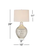 Waylon Modern Glam Luxury Table Lamp 28" Tall Dimpled Textured Mercury Glass Off