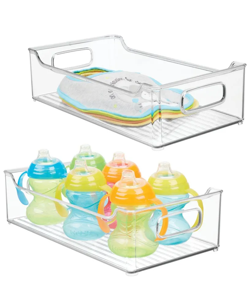 mDesign Stackable Plastic Bathroom Organizer Box with Lid, 2 Pack