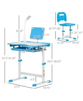 Qaba Functional Kids Desk and Chair Set Height Adjustable School Study Table