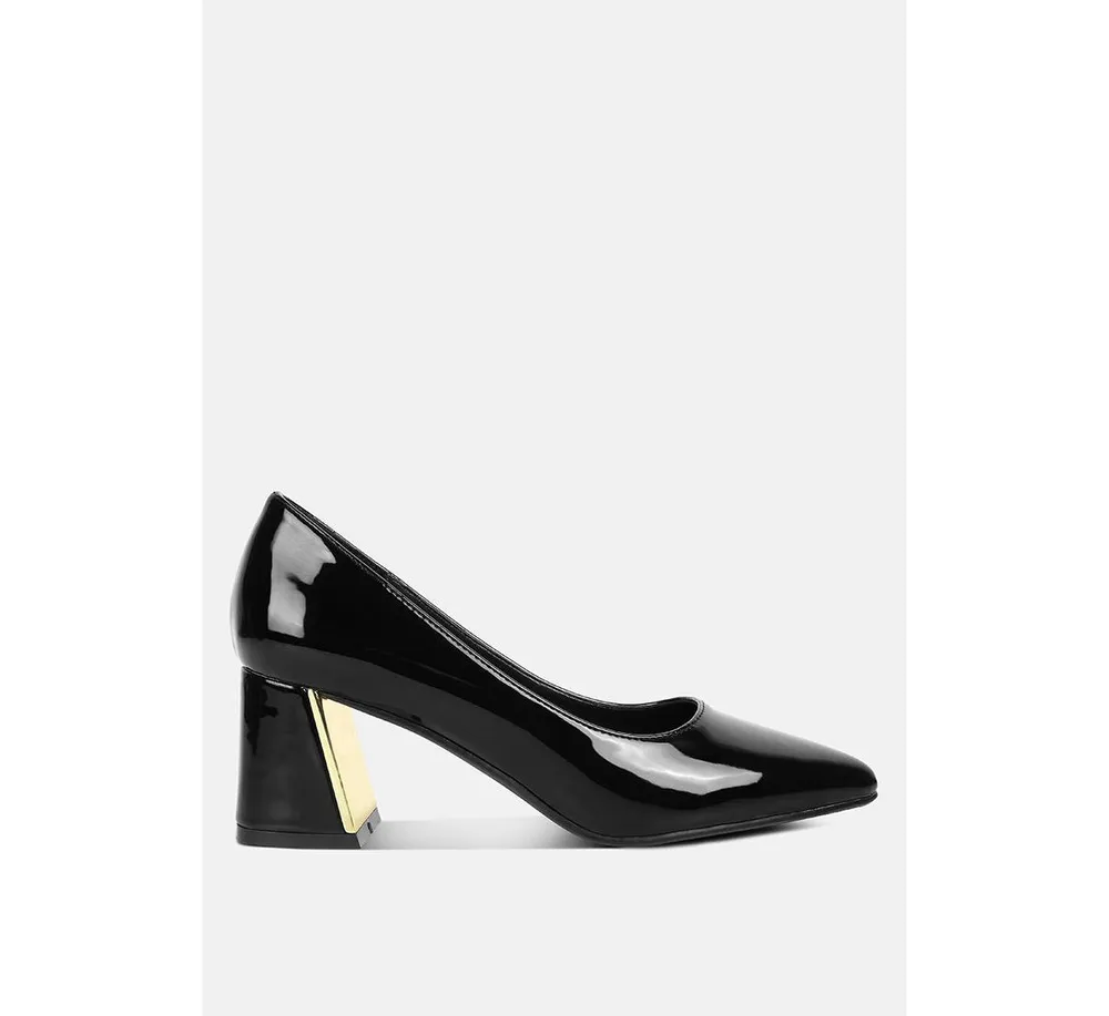 zaila metallic accent block heel pumps