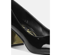 London Rag Zaila Metallic Accent Block Heel Pumps