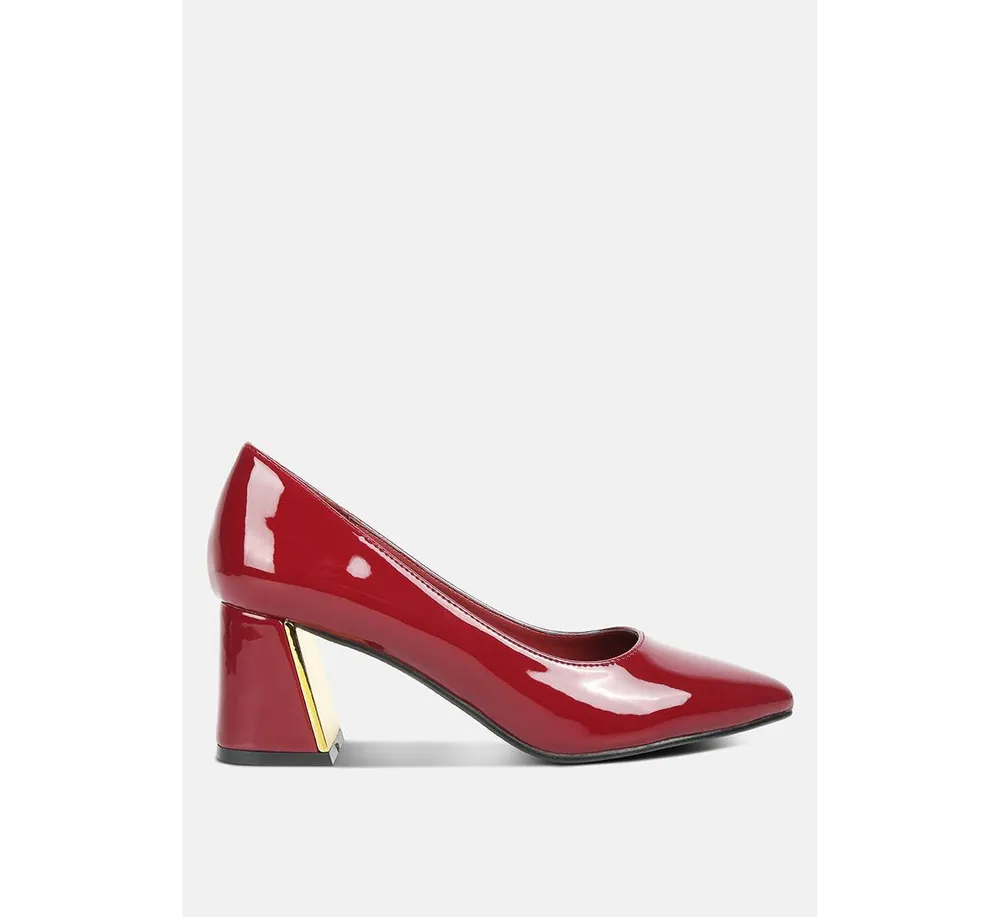 London Rag Zaila Metallic Accent Block Heel Pumps