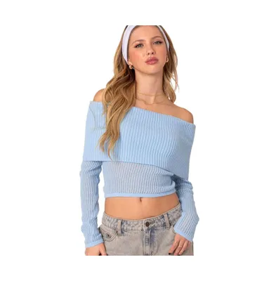 Edikted Women's Lili Fold Over Knit Top